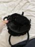 Small Bucket Bag Drawstring Design Solid Black