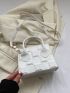 Mini Square Bag Geometric Embossed White