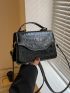 Mini Square Bag Crocodile Embossed Top Handle