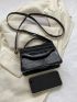 Mini Flap Square Bag Crocodile Embossed Black