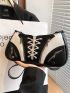 Medium Hobo Bag Colorblock Lace Up Design