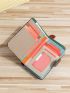 Colorblock Long Wallet Embossed Detail Genuine Leather