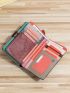 Colorblock Long Wallet Embossed Detail Genuine Leather