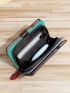 Colorblock Long Wallet Embossed Detail Genuine Leather