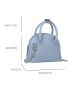 Mini Litchi Embossed Dome Bag Baby Blue Double Handle For Daily