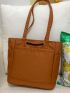 Solid Color Shoulder Bag Double Handle With Coin Purse