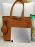 Solid Color Shoulder Bag Double Handle With Coin Purse