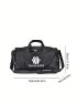 Letter Graphic Travel Bag Ruched Detail Nylon Waterproof Wet Dry Pocket