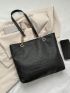 Small Shoulder Tote Bag Crocodile Embossed Chain Strap For Work