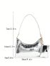 Crocodile Embossed Baguette Bag With Coin Purse Funky Metallic Zipper PU