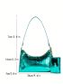 Small Baguette Bag Crocodile Embossed With Coin Purse