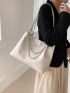 Small Shoulder Tote Bag Metal & Chain Decor