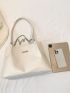 Small Shoulder Tote Bag Metal & Chain Decor