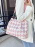 Medium Tote Bag Argyle Pattern Double Handle