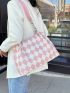 Medium Tote Bag Argyle Pattern Double Handle