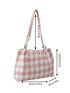 Medium Tote Bag Argyle Pattern Double Handle