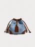 Mini Bucket Bag Colorblock Contrast Binding