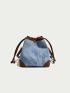 Mini Bucket Bag Colorblock Contrast Binding