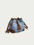 Mini Bucket Bag Colorblock Contrast Binding