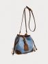 Mini Bucket Bag Colorblock Contrast Binding