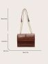 Mini Square Bag Flap Solid Brown Chain Strap