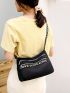 Women's Embroidered Shoulder Bag, Casual Letter Detail Lightweight Multi Zipper Crossbody Bag