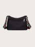 Women's Embroidered Shoulder Bag, Casual Letter Detail Lightweight Multi Zipper Crossbody Bag