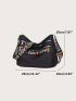 Women's Embroidered Shoulder Bag, Casual Letter Detail Lightweight Multi Zipper Crossbody Bag