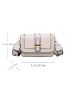 Beige Square Bag Flap Design Studded Decor