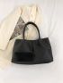 Medium Tote Bag Double Handle Solid Color Ruched Detail