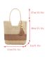 Colorblock Straw Bag Large Capacity Tassel Decor Vacation