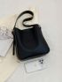 Minimalist Bucket Bag Adjustable Handle Black With Inner Pouch