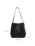 Minimalist Bucket Bag Adjustable Handle Black With Inner Pouch