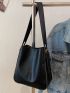 Minimalist Bucket Bag Adjustable Handle Black With Inner Pouch