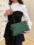 Minimalist Shoulder Tote Bag Small Nylon Green