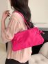 Minimalist Shoulder Tote Bag Small Nylon Neon Pink