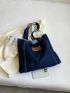 Letter Patch Decor Shopper Bag Large Capacity Denim