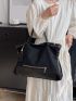 Minimalist Shoulder Tote Bag Large Capacity Tassel Decor Black