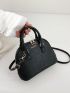 Litchi Embossed Dome Bag Letter Graphic Black