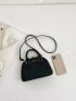 Litchi Embossed Dome Bag Black Double Handle For Work