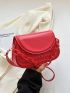 Crocodile Embossed Saddle Bag Chain Strap Mini