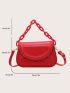 Crocodile Embossed Saddle Bag Chain Strap Mini