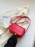 Crocodile Embossed Saddle Bag Chain Strap Mini