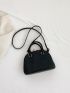 Litchi Embossed Dome Bag Small Black