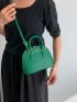 Litchi Embossed Dome Bag Small Green