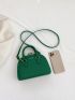 Litchi Embossed Dome Bag Small Green