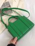 Litchi Embossed Square Bag Mini Double Handle Green