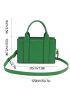 Litchi Embossed Square Bag Mini Double Handle Green