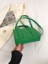 Litchi Embossed Square Bag Mini Double Handle Green