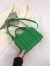 Litchi Embossed Square Bag Mini Double Handle Green